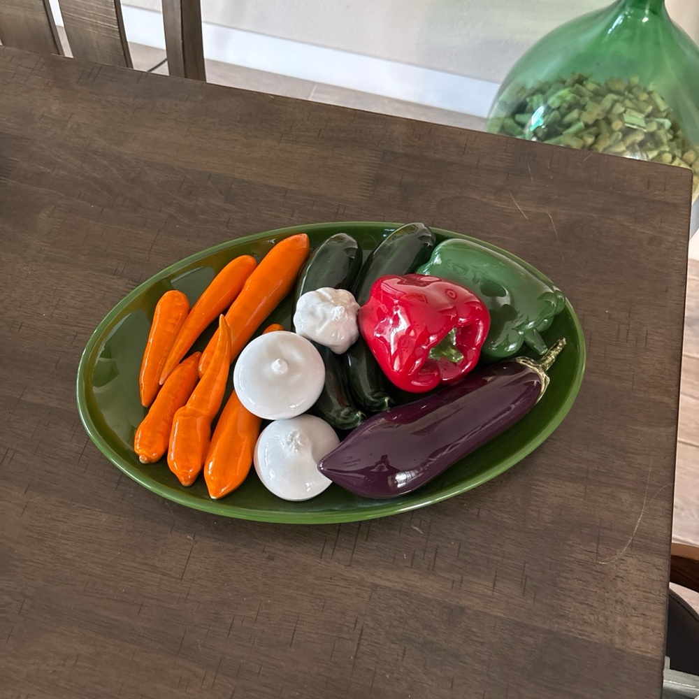 Italian  Life Size Vegetable PlateCeramic  Centerpiece Handmade